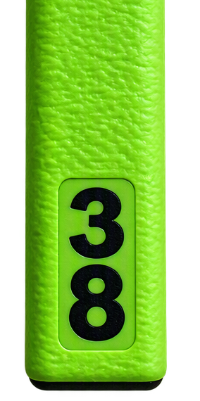 Number 38 printed on a green hockey grip